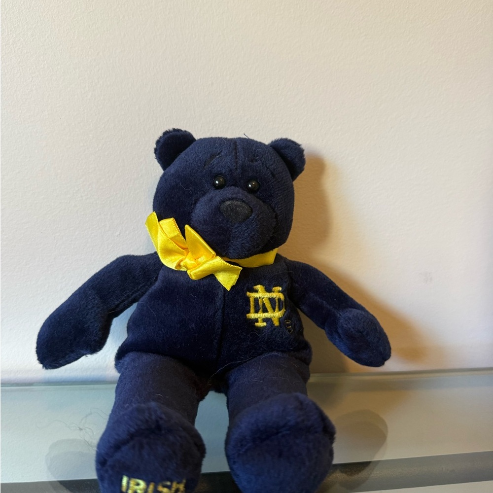 Notre Dame Navy Blue Teddy Bear with Yellow Bow
